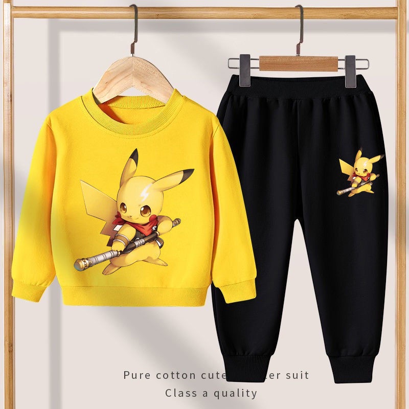 Set Đồ Thể Thao Hai Món In Hình Pikachu Thời Trang Xuân Thu Mới 2021 Dành Cho Bé Trai