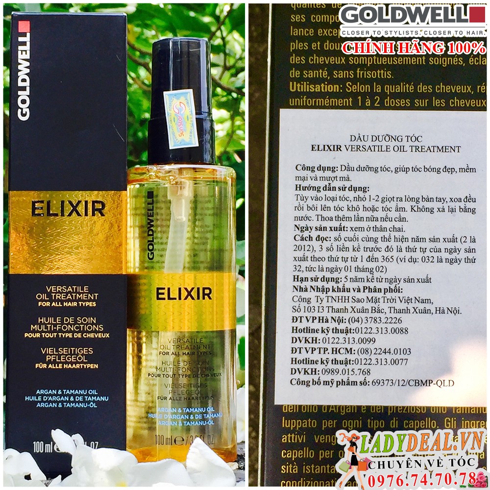 TINH DẦU DƯỠNG TÓC CAO CẤP GOLDWELL ELIXIR ARGAN TAMANU CỦA ĐỨC 100ML