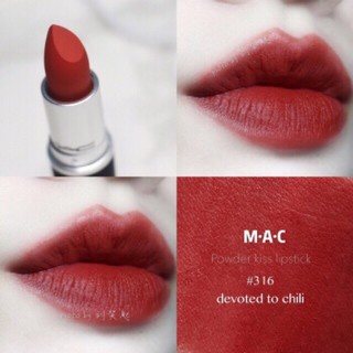 Son MAC Devoted To Chili 316 Màu Đỏ Gạch siêu hotson Mac Powder Kiss Lipstick chính hãng date xa