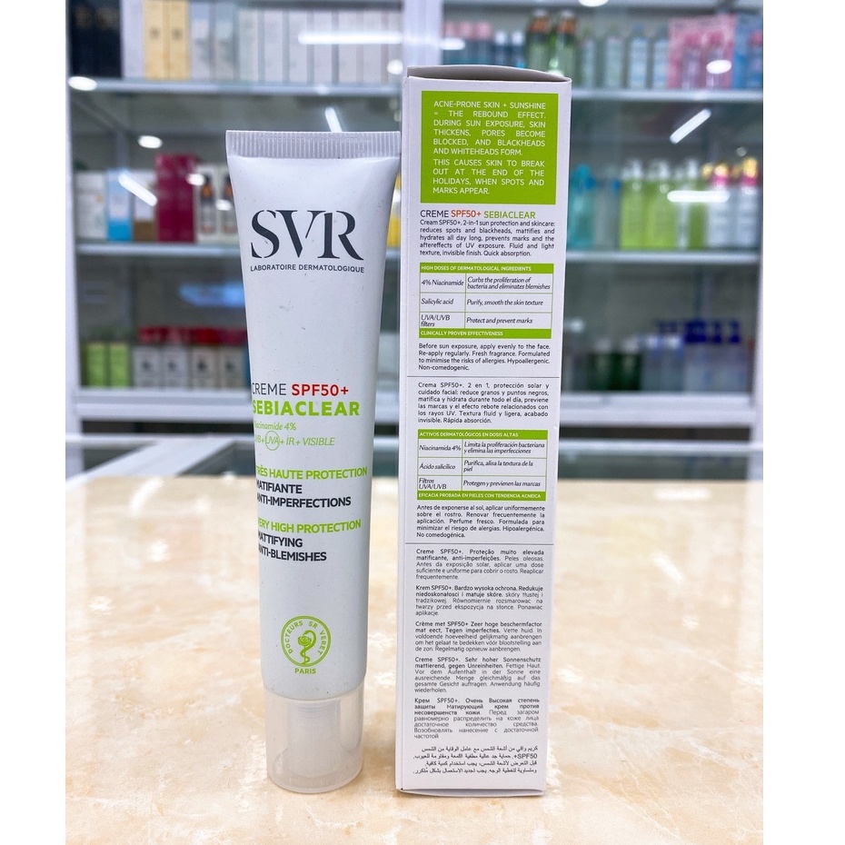 Kem Chống Nắng Hỗ Trợ Giảm Mụn Thâm SVR Sebiaclear Crème SPF50+ 40ml Pháp