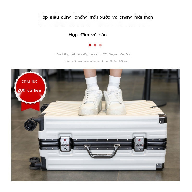 Hành lý chắc chắn và bền Hộp đựng xe đẩy bánh xe câm vali khung nhôm nam nữ sinh viên đựng mật khẩu hộp lớn