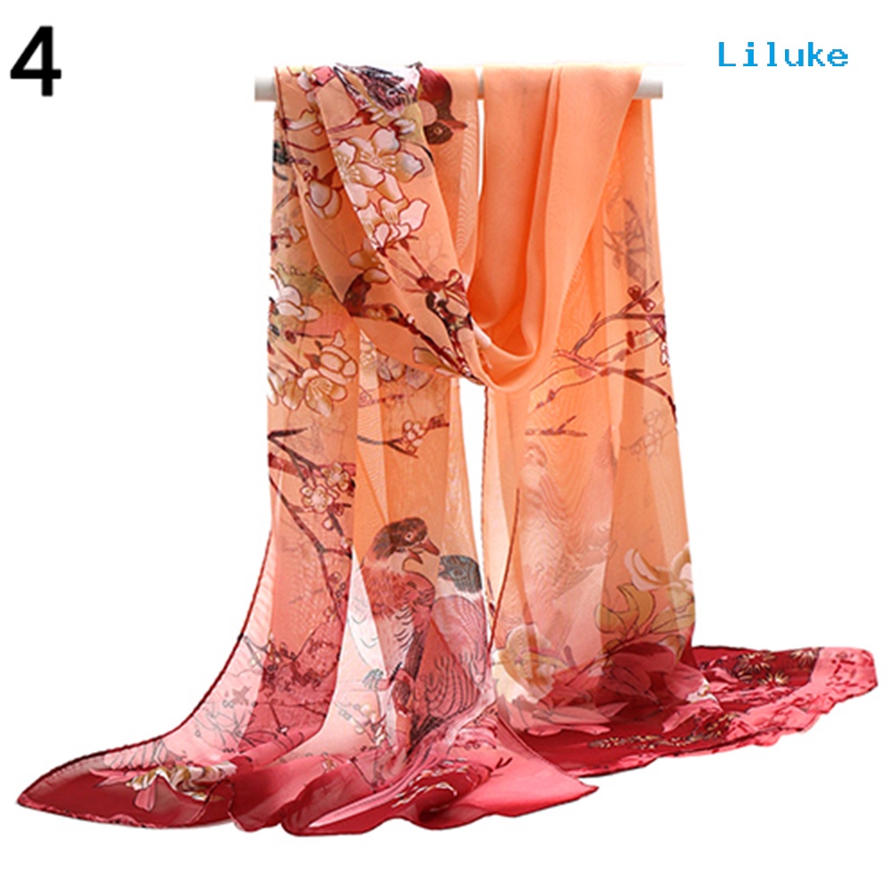 Khăn Choàng Chiffon Dài Mềm Mại In Họa Tiết Hoa Thời Trang Cho Nữ