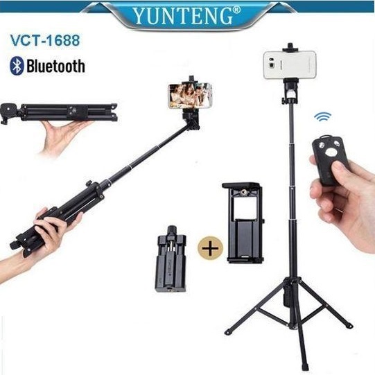 Gậy Tripod 3 Chân Đa Năng 1688 Có Remote Bluetooth - Gậy Chụp Hình Kiêm Chân Đế Kẹp Điện Thoại, Máy ẢnhGậy chụp hình | BigBuy360 - bigbuy360.vn