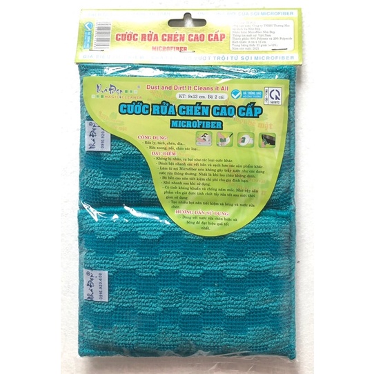 02 Miếng rửa chén cao cấp, bùi nhùi rửa chén kháng khuẩn thương hiệu Nhà Đẹp