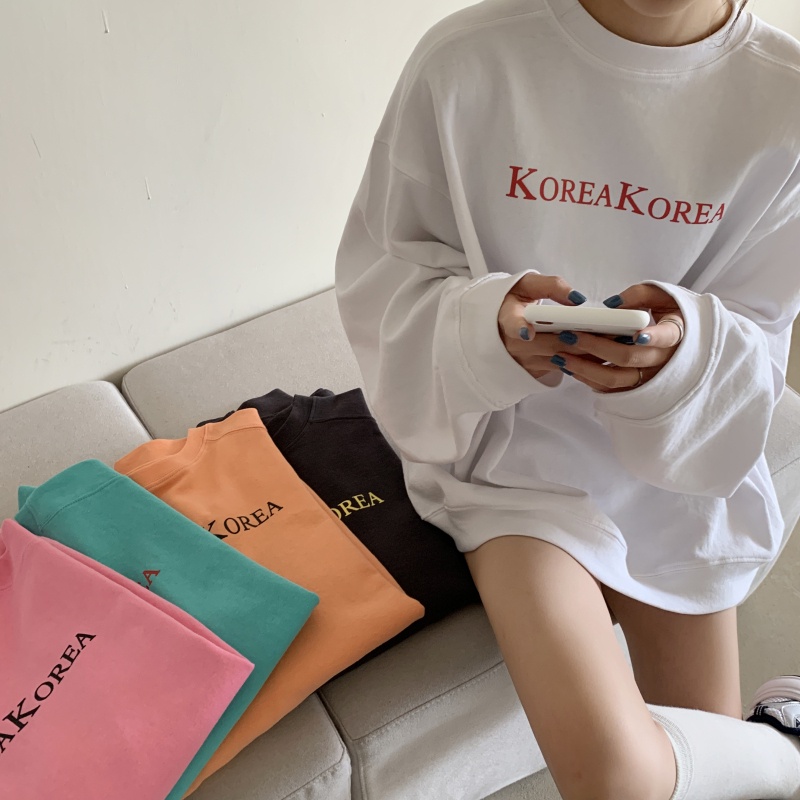 Áo hoodie Pure Cube tay dài dáng rộng màu sắc ngọt ngào phong cách Hàn Quốc thời trang thu đông cho nữ