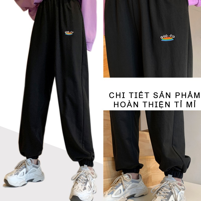 Quần jogger nữ lưng cao GUO-UO chất nỉ da cá phong cách hè thu 2021