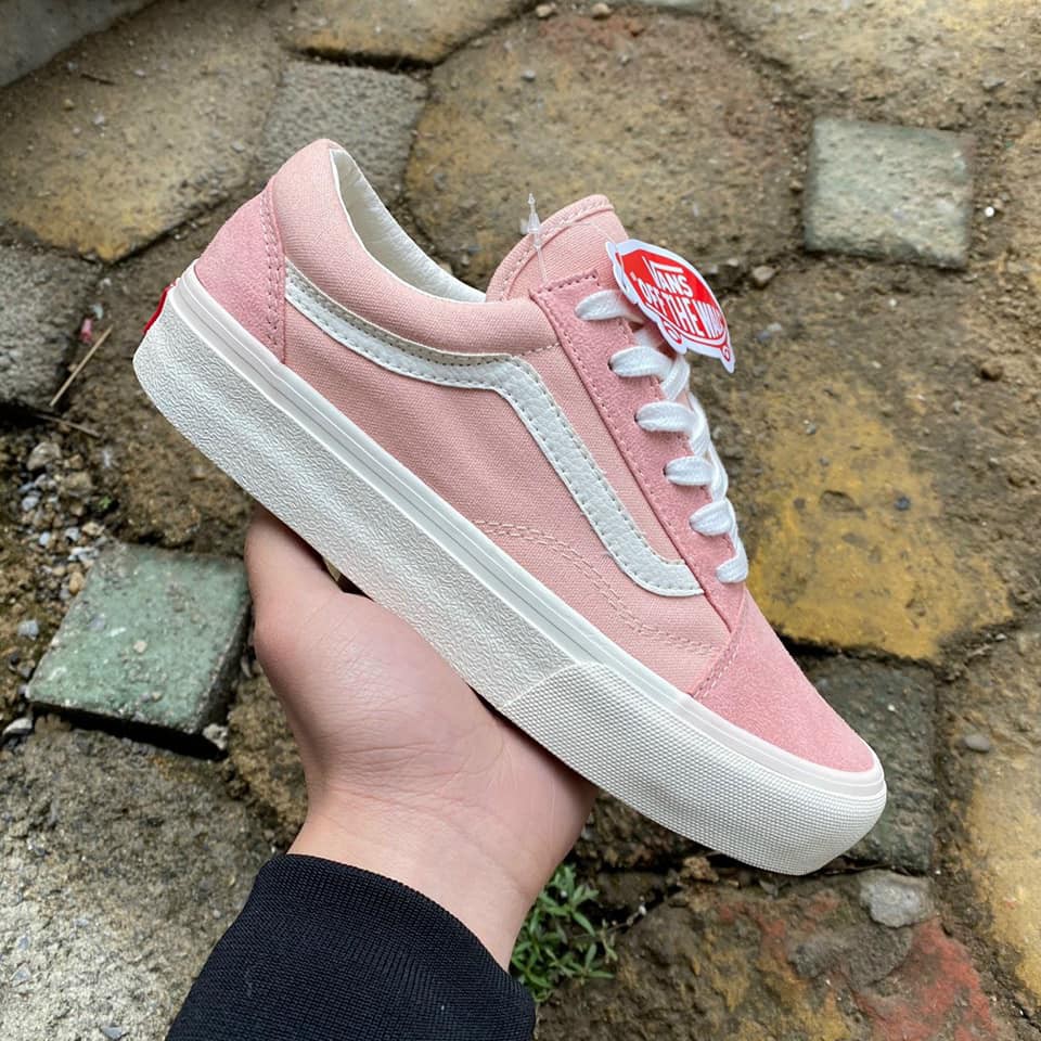 [Size 36 đến 39] Giày V Vault OG Old Skool hồng, mũi và gót da lộn