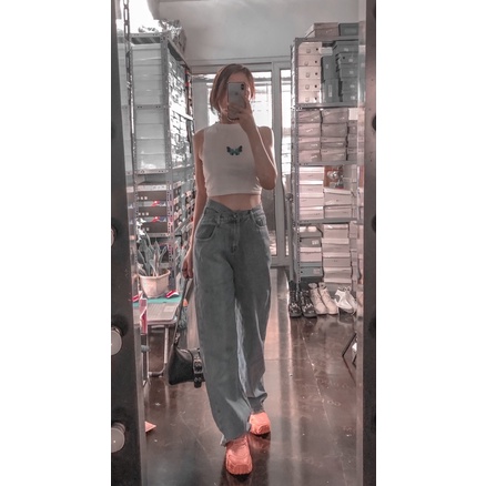 [JEANS]quần bò xuông  cullot cạp cách điệu ⚡️FREESHIP EXTRA⚡️quần jean cạp khuy lệch trẻ trung năng động