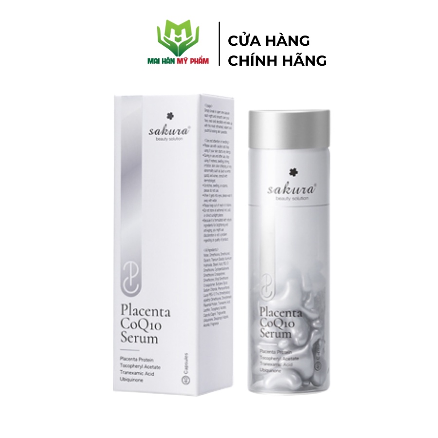 Serum dưỡng trắng da chống lão hóa tinh chất nhau thai cừu Sakura Placenta COQ10 40 viên - Mỹ Phẩm Mai Hân
