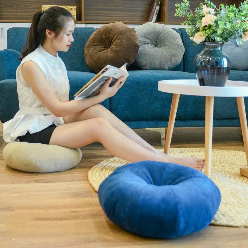 [Mã LIFE1003NW giảm 10% đơn 200K] Đệm bệt hình tròn kiểu dáng mới đường kính 45cm vải nỉ nhung mềm mại decor phòng khách