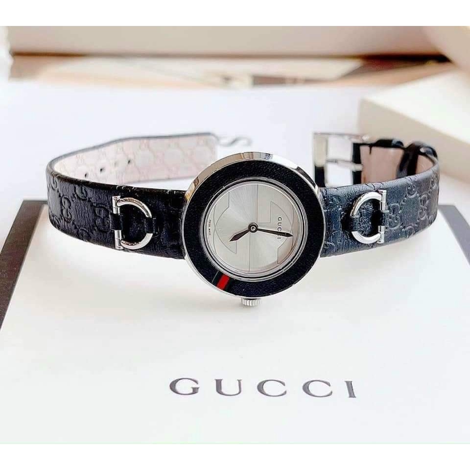 Đồng Hồ Nữ Gucci U Play Black ssima Leather YA129508