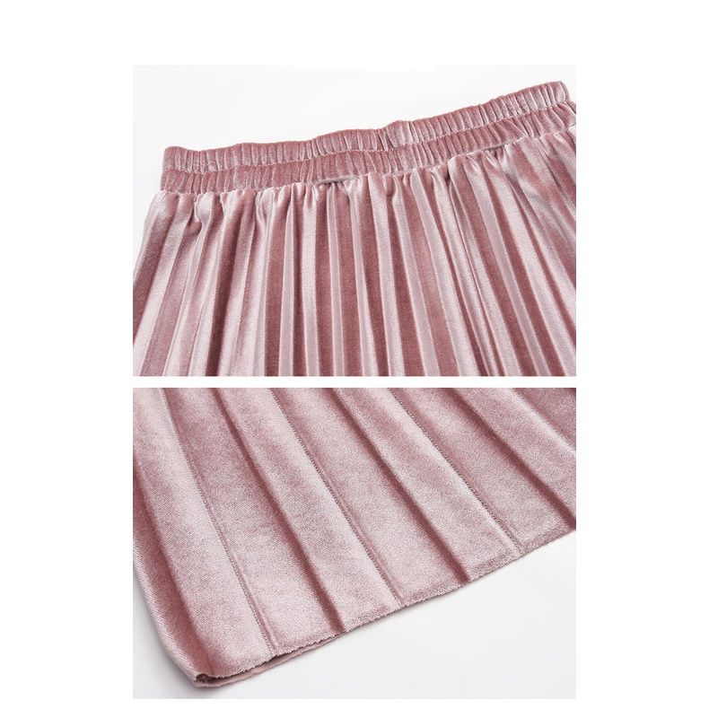 Chân váy xếp ly nhung mịn mềm mại VAY98 Free size