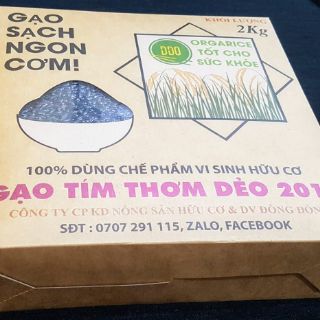 (2Kg) Gạo Sạch Tím Thơm Dẻo 2019 [ 120k/kg, hộp 2kg ]