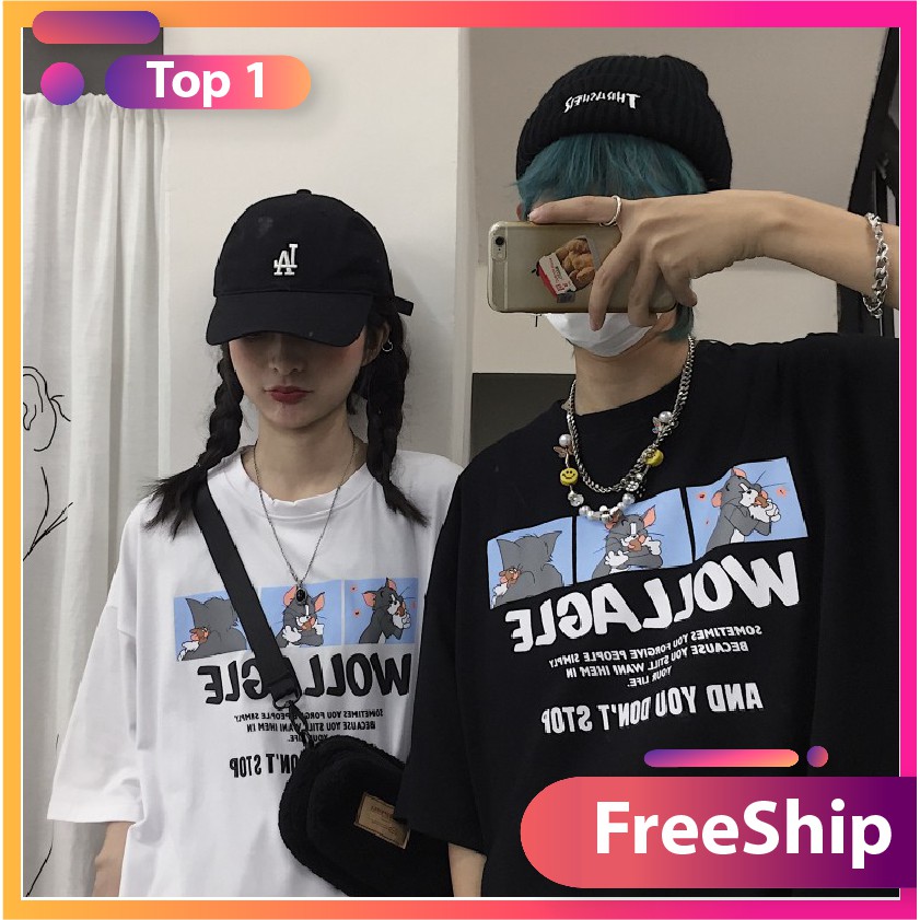 áo phông tay lỡ unisex form rộng oversize streetwear