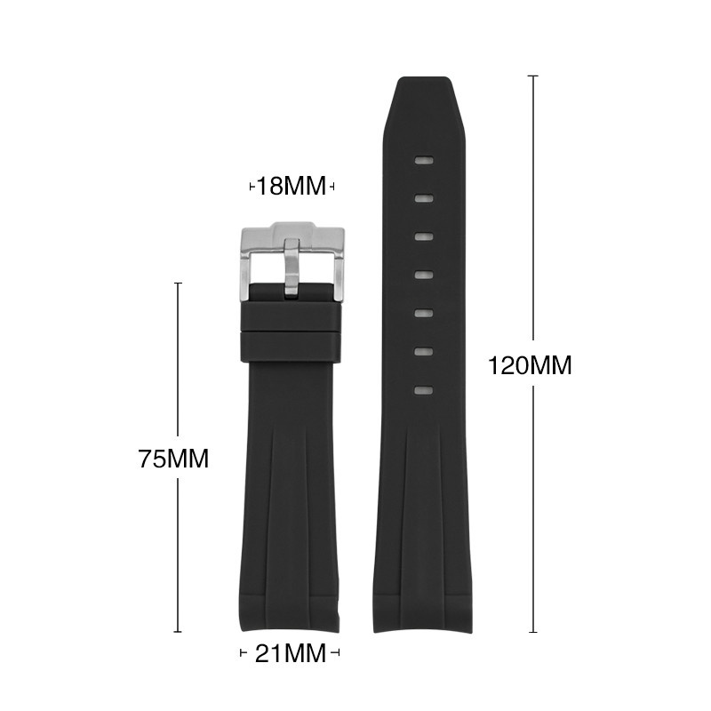 Dây Đeo Đồng Hồ Bằng Cao Su Silicone Đầu Cong 21mm Thay Thế Cho Rolex Submariner