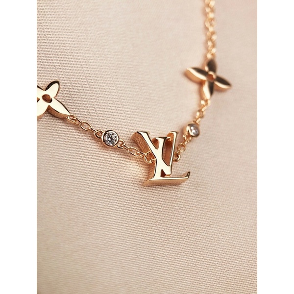 Lắc tay nữ siêu xinh mạ vàng hồng logo Louis Vuitton LV trang sức cao cấp