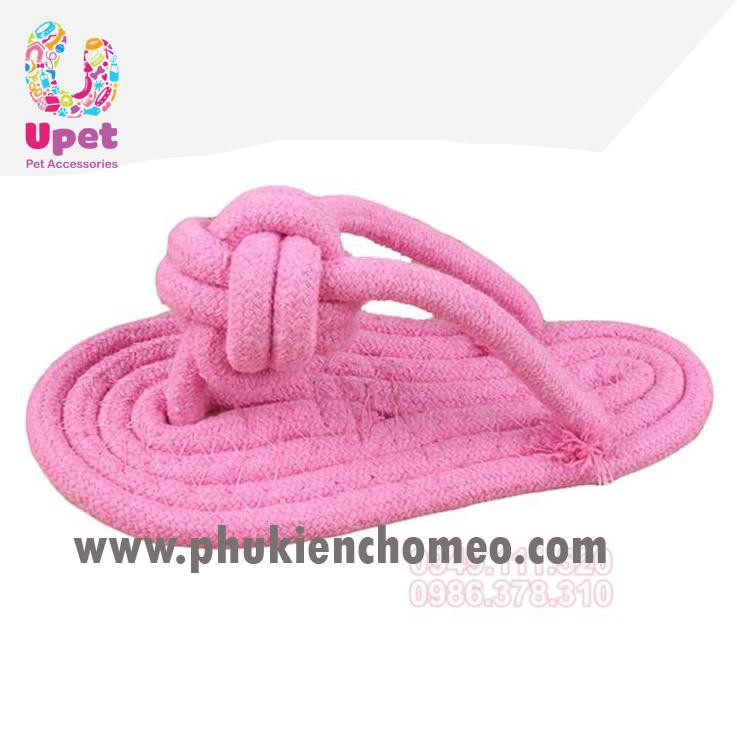 Đồ chơi hình chiếc dép bằng thừng chắc chắn cho chó tập cắn, bớt ngứa răng và tăng động ( màu ngẫu nhiên )