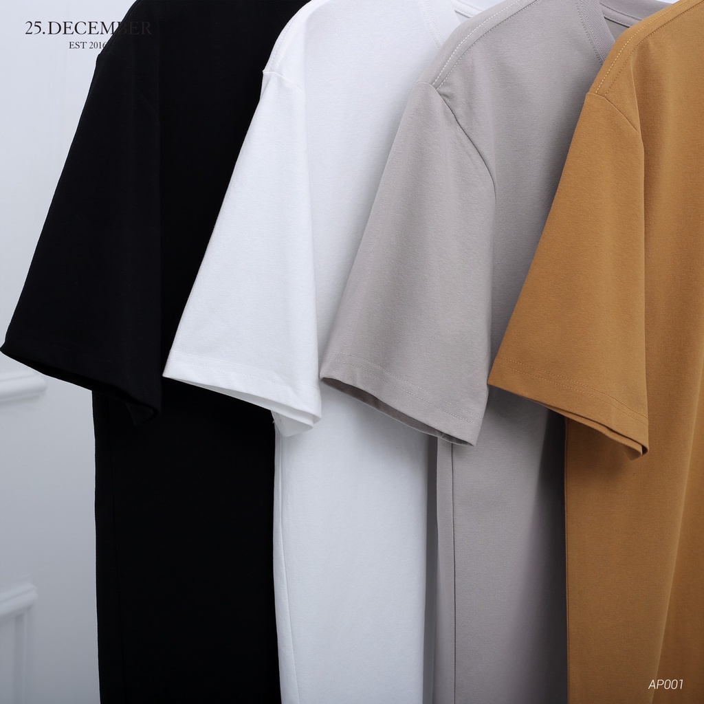 Áo phông trơn basic, chất vải cotton dầy dặn, phom dáng đẹp - 25.December AP001
