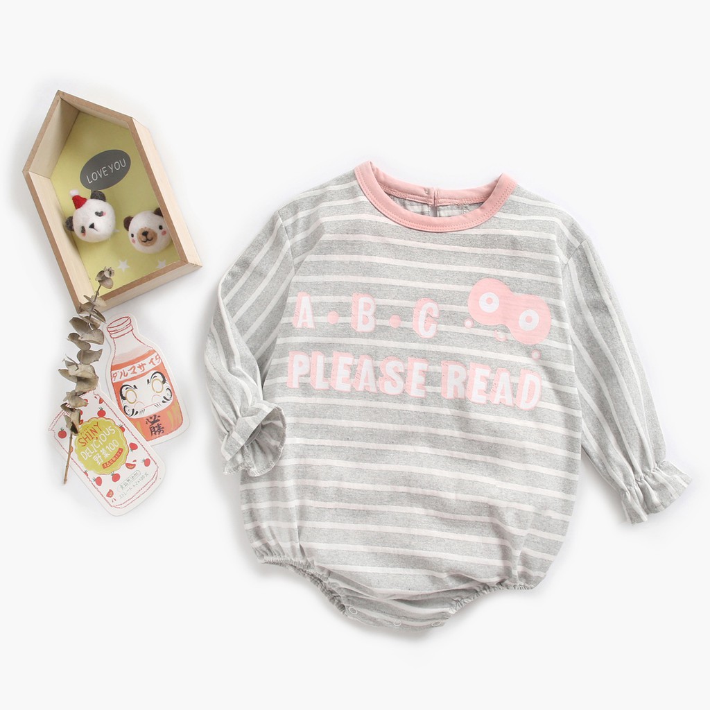 Áo Liền Quần Sanlutoz Họa Tiết Kẻ Sọc Tay Dài Cho Em Bé