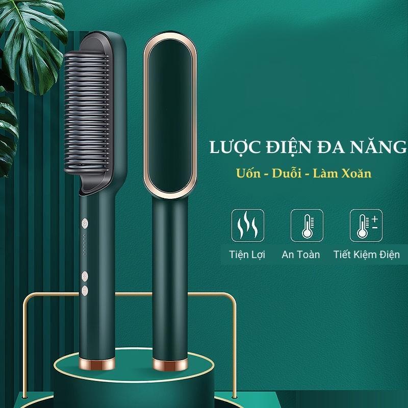 Lược Điện Chải Tóc Tạo Kiểu Uốn Duỗi Thẳng 3In1 Đa Năng Lược Gỡ Rối Tóc Giúp Tiết Kiệm Thời Gian Không Gây Rụng Tóc