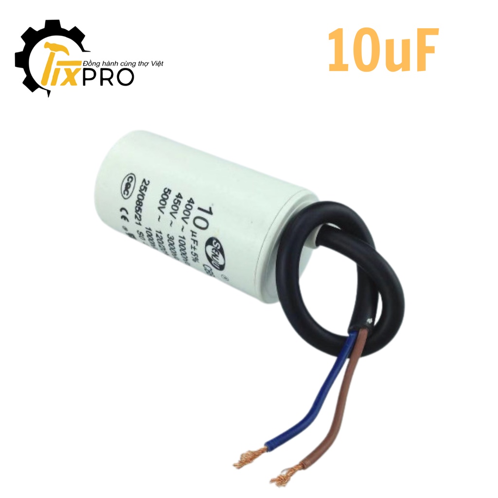 Tụ khởi động 10UF 450V CBB60 SENJU màu trắng loại xịn
