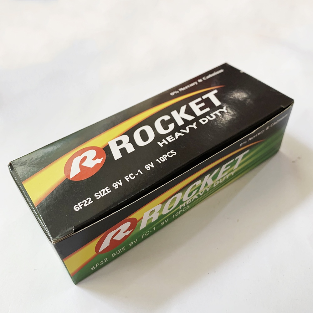 [GIÁ SỈ] Hộp 10 viên pin 9V Rocket 6F22 DT/1S - Pin vuông Cacbon chính hãng cho nhiều thiết bị