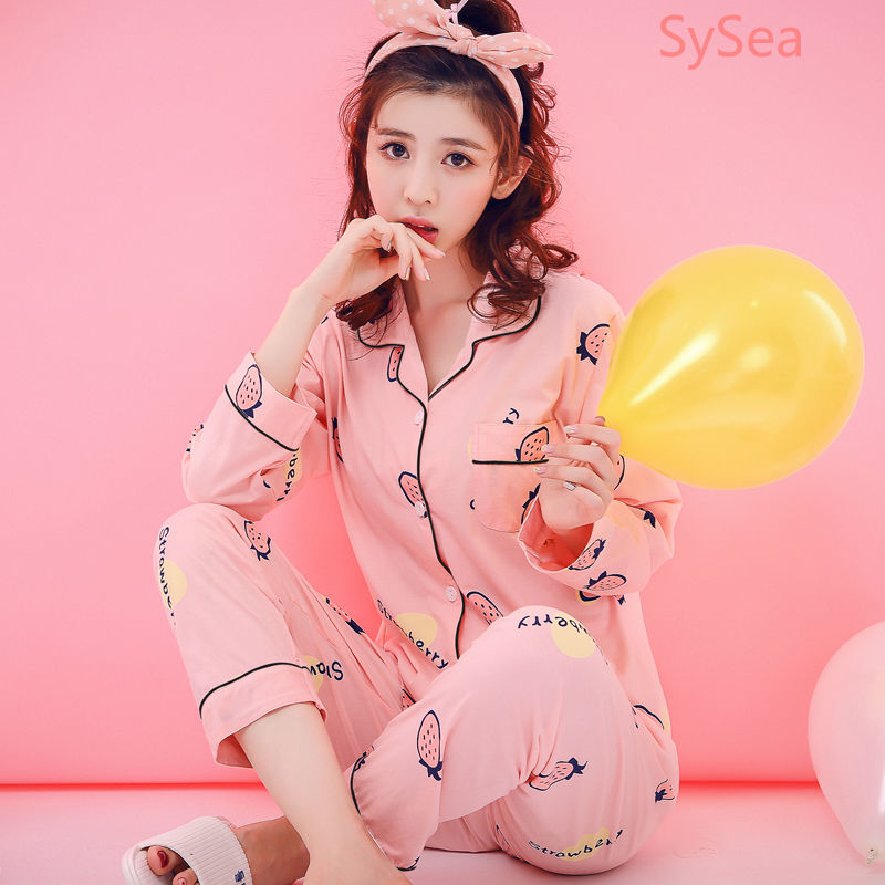 Bộ Đồ Ngủ Dài Tay Dáng Rộng Xinh Xắn Dành Cho Nữ