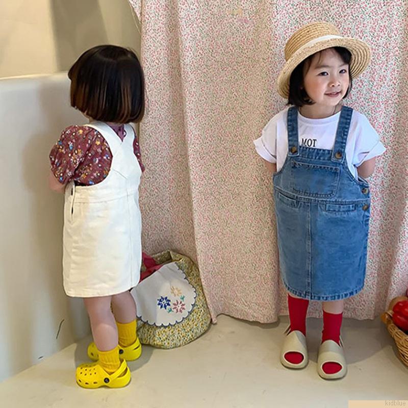 Đầm yếm denim phong cách phương Tây dễ thương dành cho trẻ em