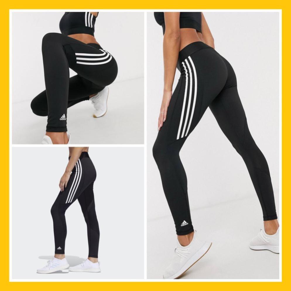 Quần Tập Gym Nữ [Legging] Alphaskin Đen 3 Sọc Trắng Ngắn Thiết Kế Mới [ĐỒ TẬP]