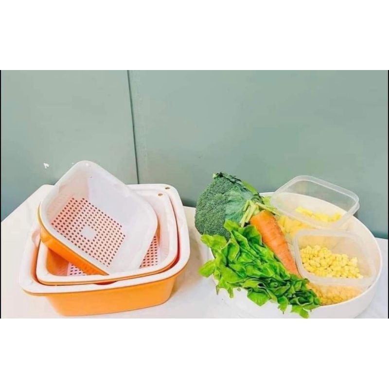 Bộ thau rổ 6 món đựng trái cây hoa quả đa năng