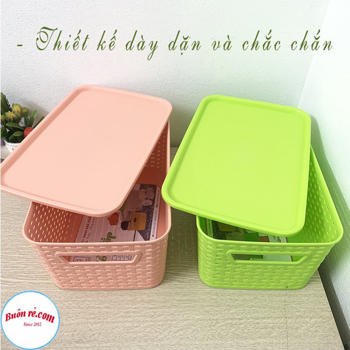 Giỏ nhựa có nắp Hàn Quốc 3 size Việt Nhật, giỏ đựng đồ đa năng tiết kiệm không gian  - Buôn rẻ 01256