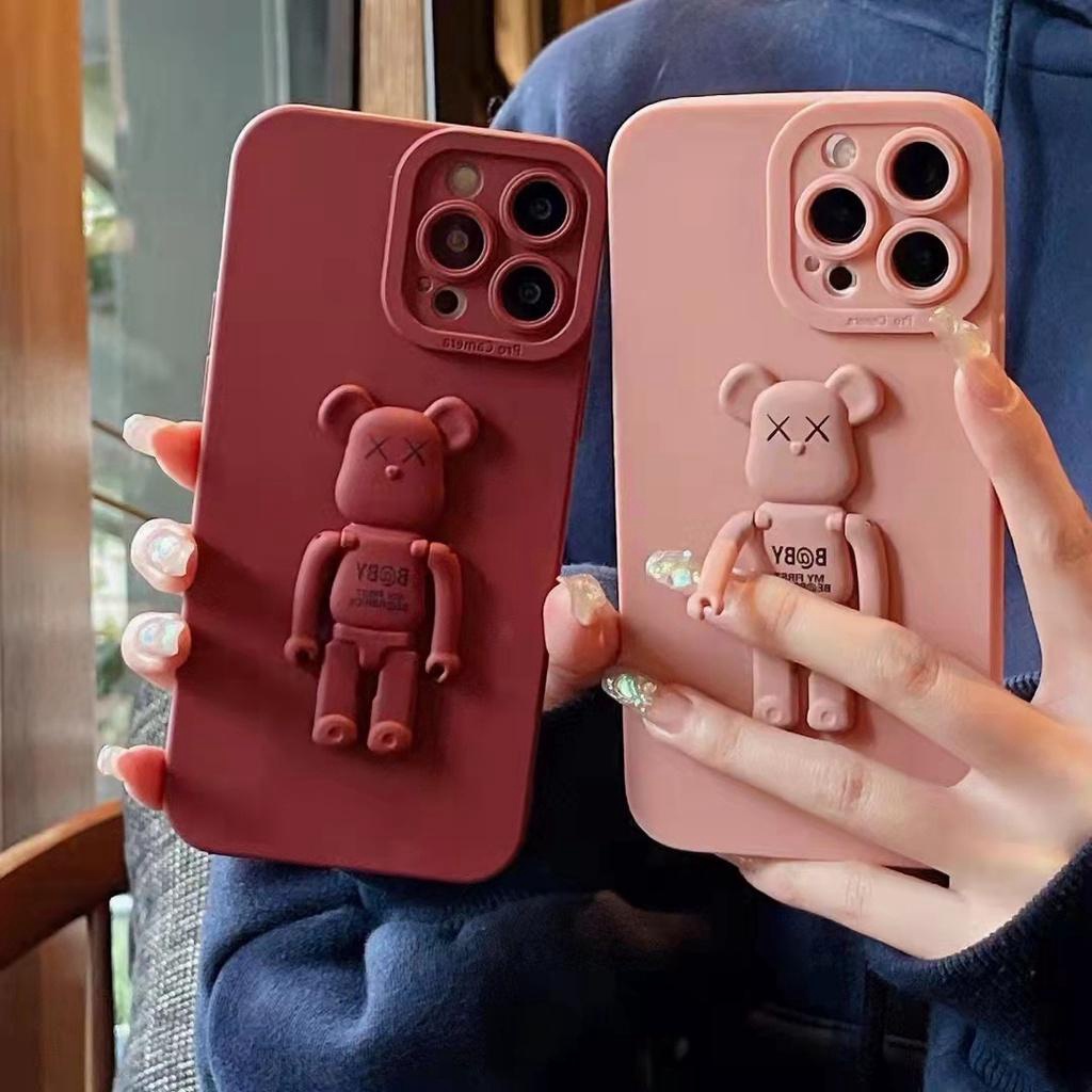 Ốp lưng viền vuông procam đính gấu bearbrick