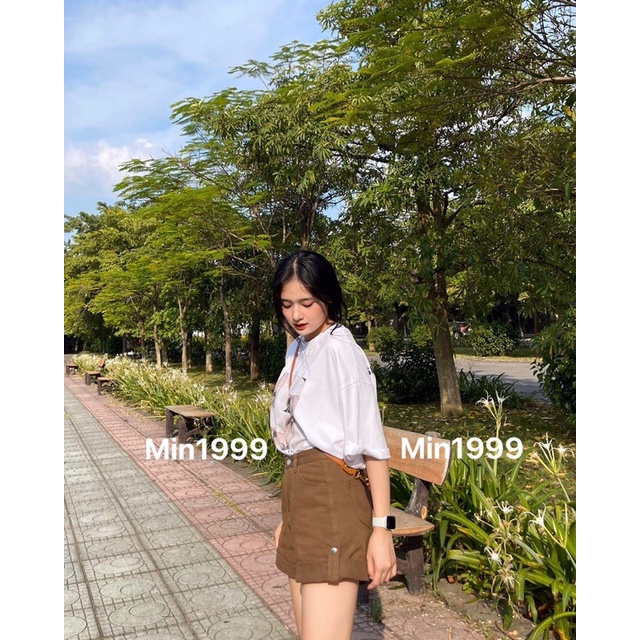 Quần sooc nữ chất bò mềm , lưng cao , màu nâu lạ mắt