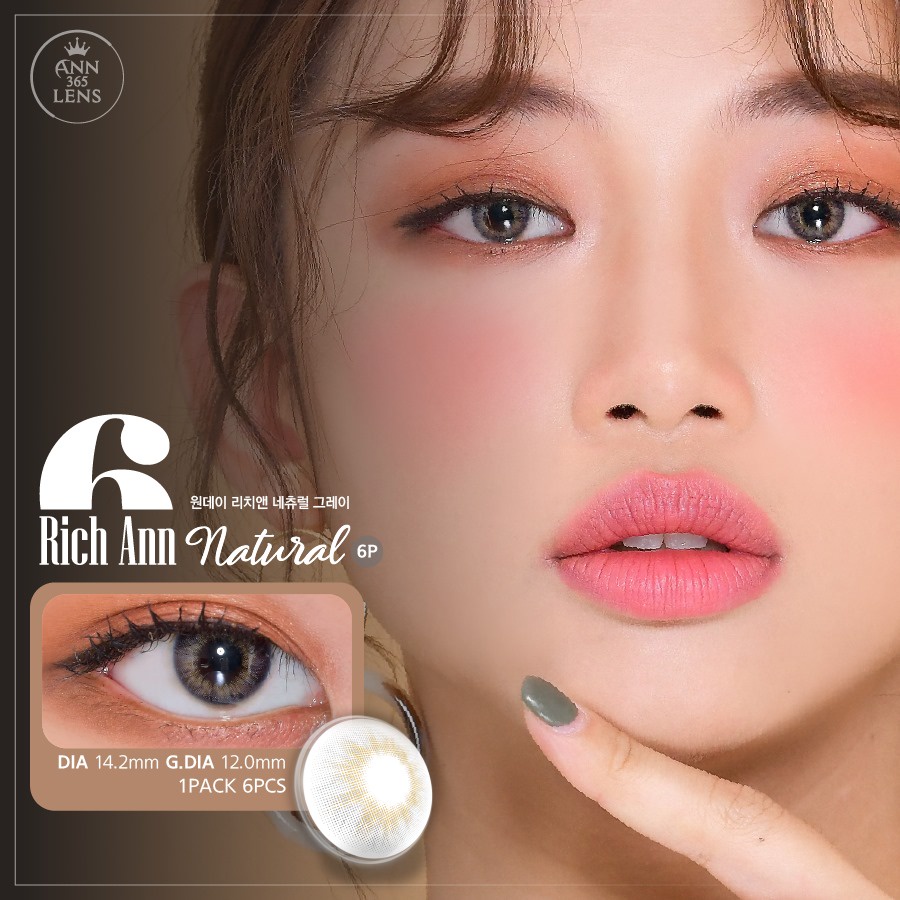 Lens mắt 1 ngày màu xám tự nhiên Natural Gray ANN365, kính áp tròng đeo thoải mái suốt 24H/ngày đủ độ cận