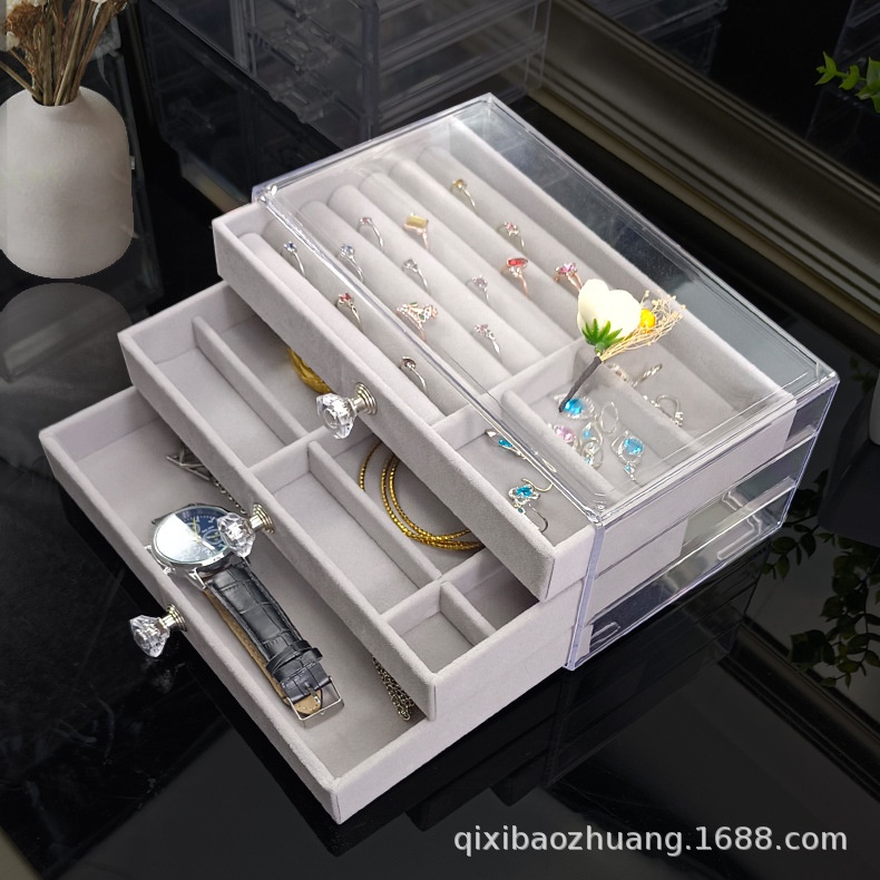 Kệ đựng trang sức 3 tầng, hộp để bông tai sang trọng