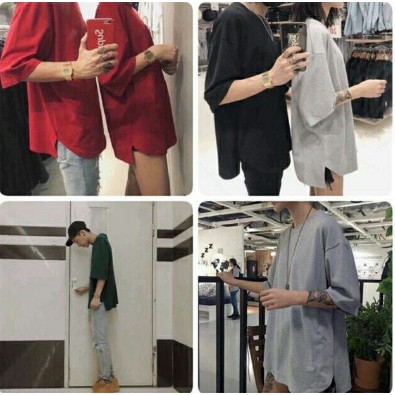 Áo Thun Form Rộng Xẻ Vạt Phông trơn tay lỡ oversize màu Đen, Trắng,Tím