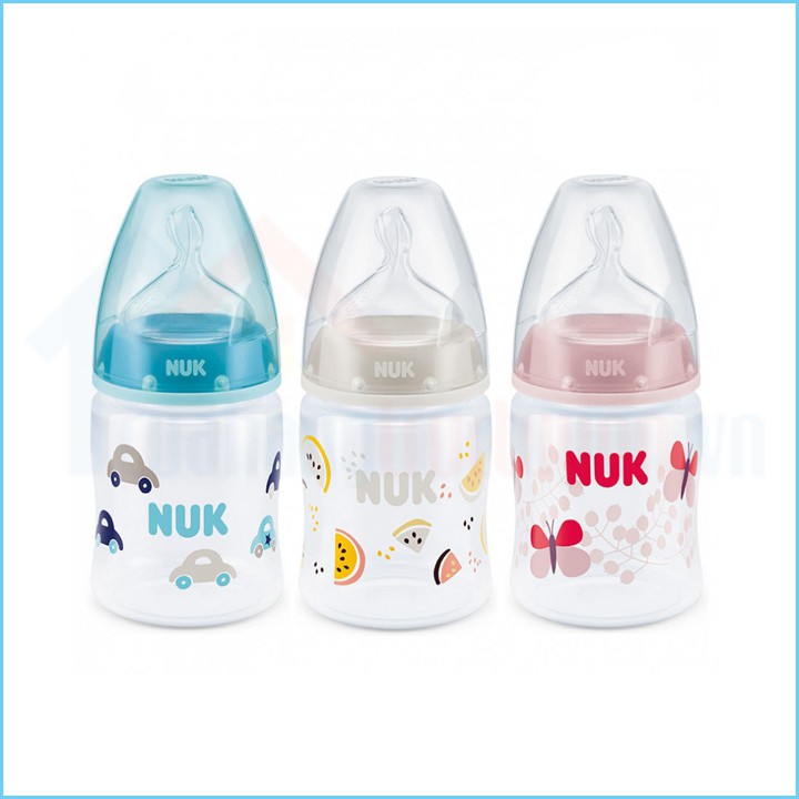 [CHÍNH HÃNG ĐỨC] Bình Sữa Cổ Rộng Nuk Nhựa PP 150ml Núm Ti Silicone Dẹt Chỉnh Nha Premium Choice+ Cho Trẻ 0-6 Tháng Tuổi