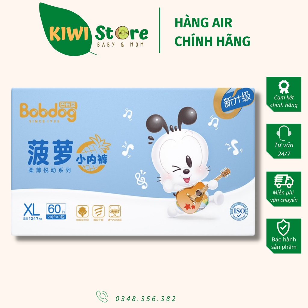 Bỉm Bobdog Dứa quần nội địa trung đủ size M24/L22/XL20/XXL18 miếng (mẫu mới)