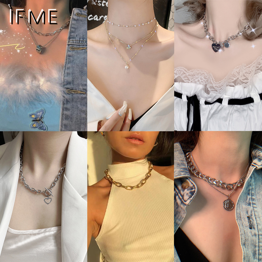 IF ME  Vòng Cổ Choker Nhiều Kiều Tùy Chọn Phong Cách Hàn Quốc Cho Nữ
