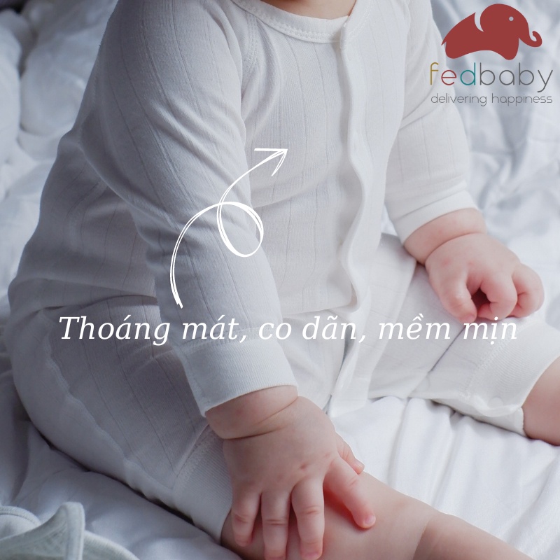 Body dài tay cho bé sơ sinh 100% cotton, 4 mùa - thương hiệu Fedbaby