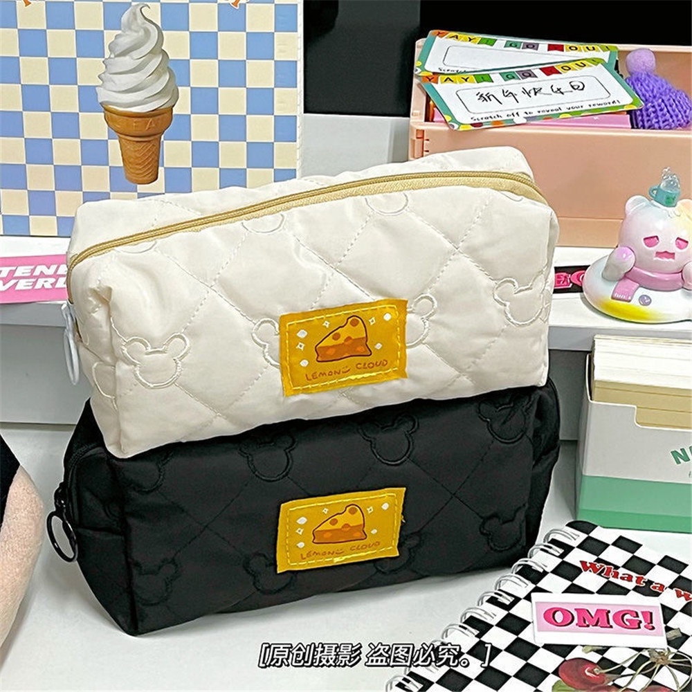 Túi Đựng Đồ Trang Điểm Sức Chứa Lớn Họa Tiết Phô Mai Dễ Thương Cho Học Sinh