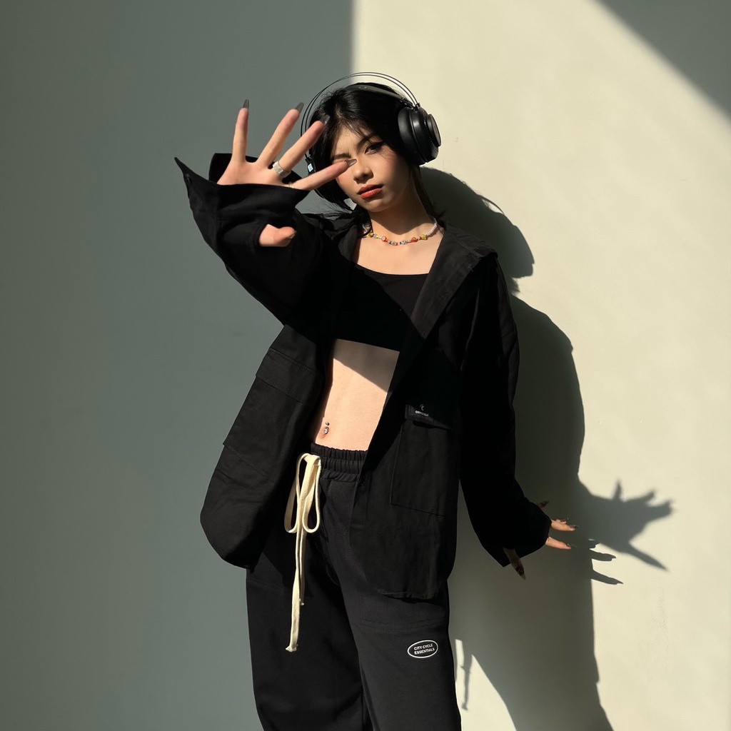 Áo khoác sơ mi local brand hoodie chống nắng City Cycle kaki unisex form rộng nam nữ oversize