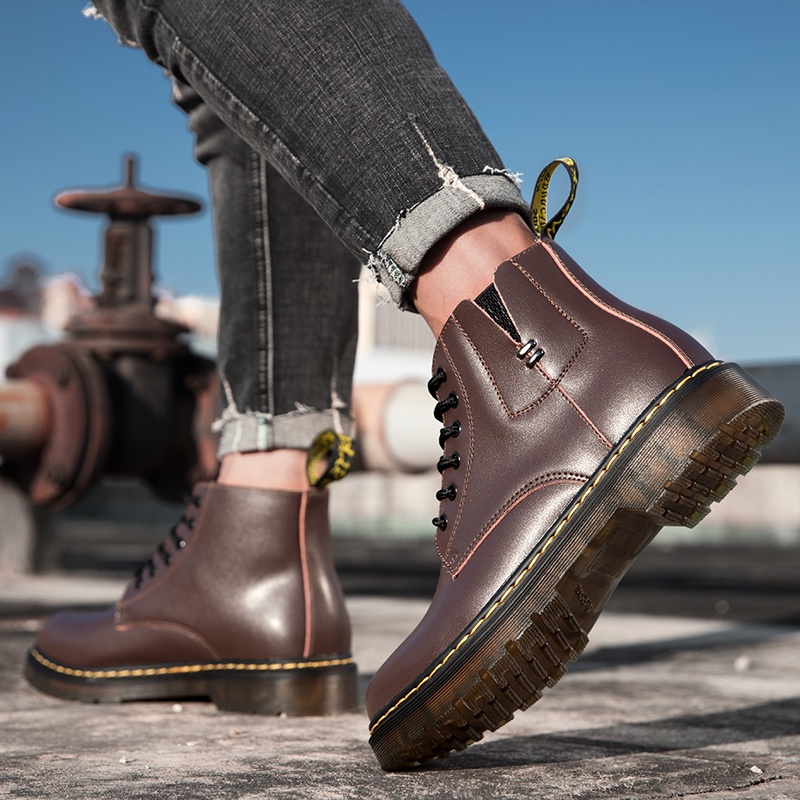 Giày bốt Martin da bò cổ cao size 38-46 phong cách Anh Quốc thời trang sang trọng cho nam