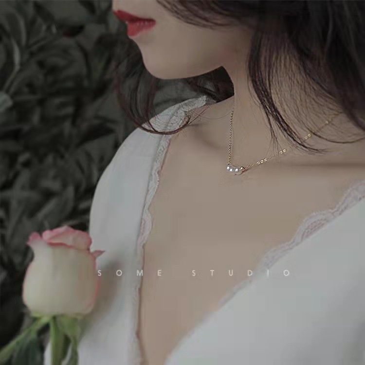 Vòng cổ Mạ Vàng/Bạc Mặt Hình Mặt Cười Đính Ngọc Trai