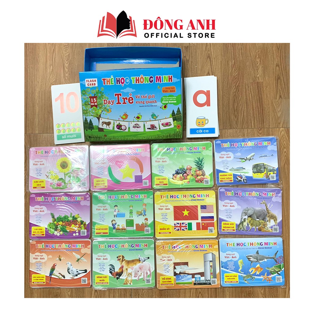 Flash Card - Thẻ học thông minh Dạy Trẻ Về Thế Giới Xung Quanh song ngữ 15 chủ đề có quét mã QR