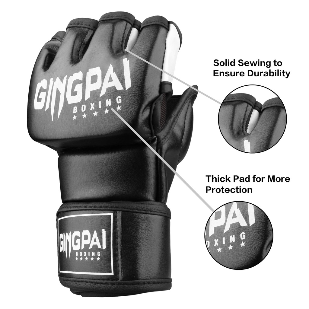 GINGPAI Găng Tay Hở Ngón Dùng Tập Boxing / Muay Thái Chất Lượng Cao