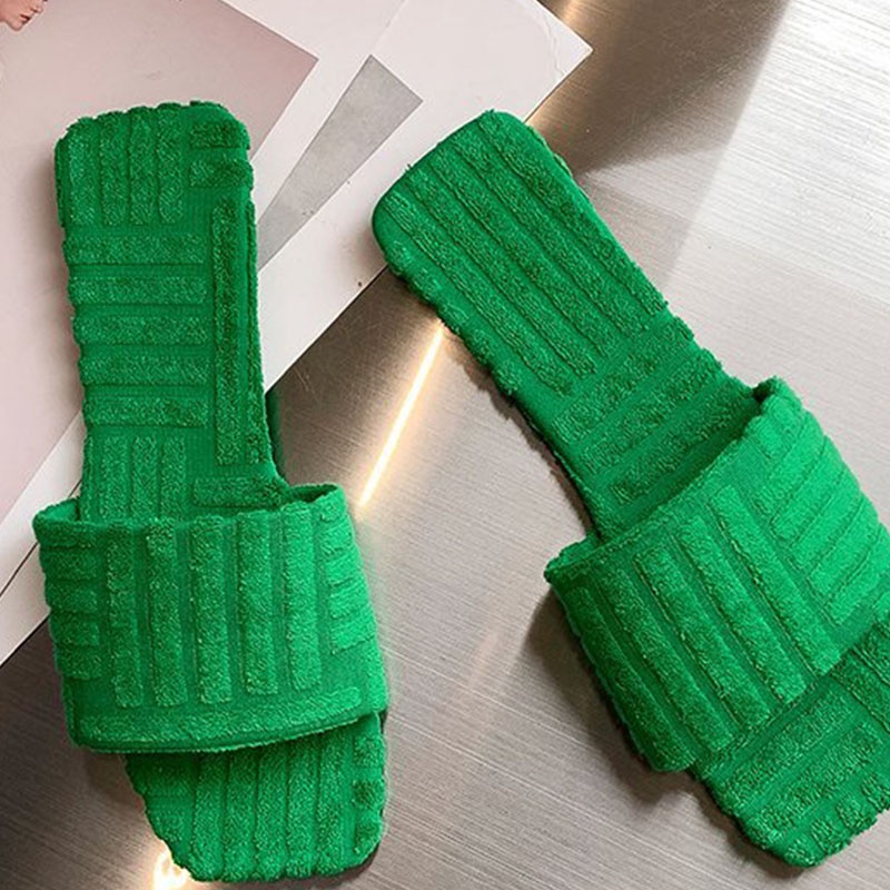 XIELUAIZTA Dép Nữ Mũi Vuông Đế Bằng Màu Sắc Đơn Giản