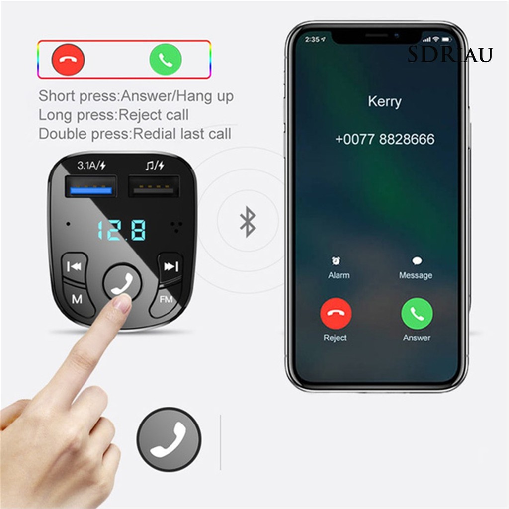 Bộ Sạc Ô Tô Hỗ Trợ Nghe Nhạc Mp3 Kết Nối Bluetooth 5.0 Kèm Phụ Kiện Chất Lượng Cao