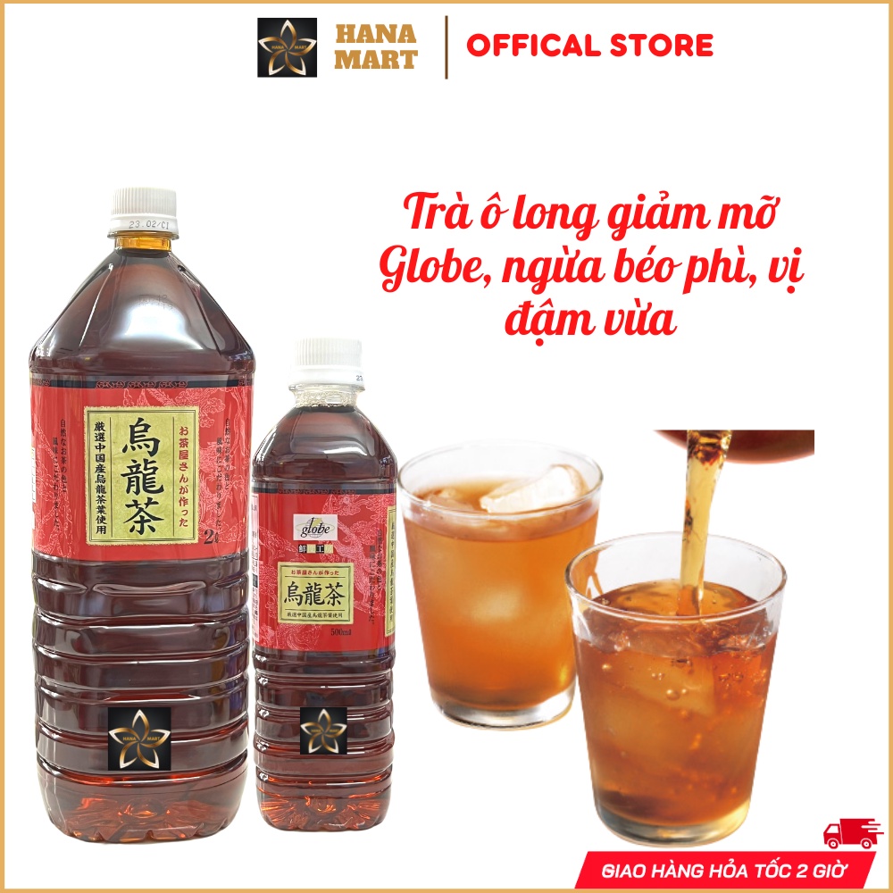 Trà Ô Long Giảm Mỡ Globe 500ml, 2 lít nội địa Nhật Bản vị đậm vừa, ngăn ngừa béo phì