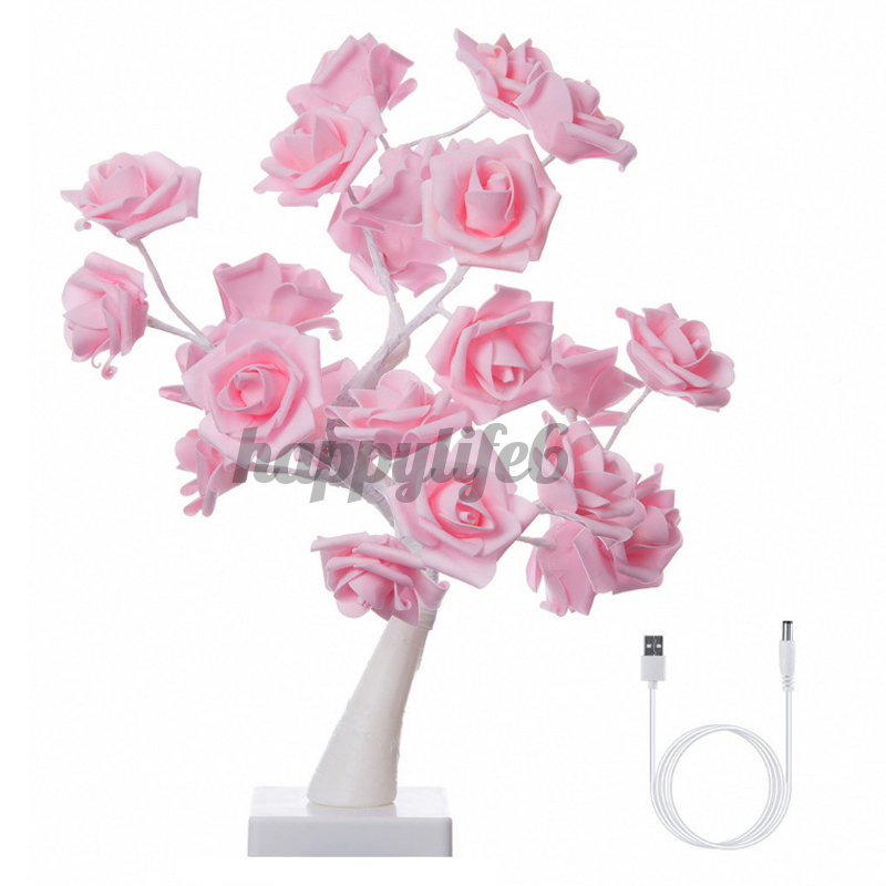 In Stock Battery Powered USB LED Rose Flower Fairy Tree Light Home Party Decoration Lamp